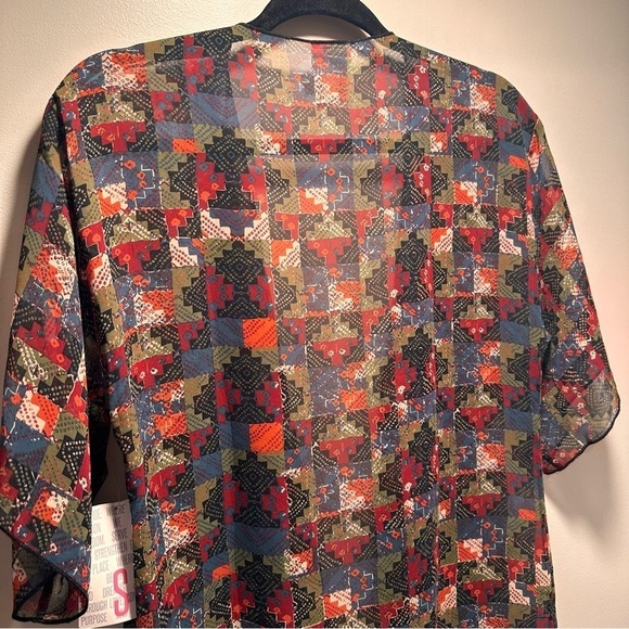 LulaRoe Monroe Open Front Black Fringe Chiffon Sheer Coat Duster Southwest - Picture 5 of 12